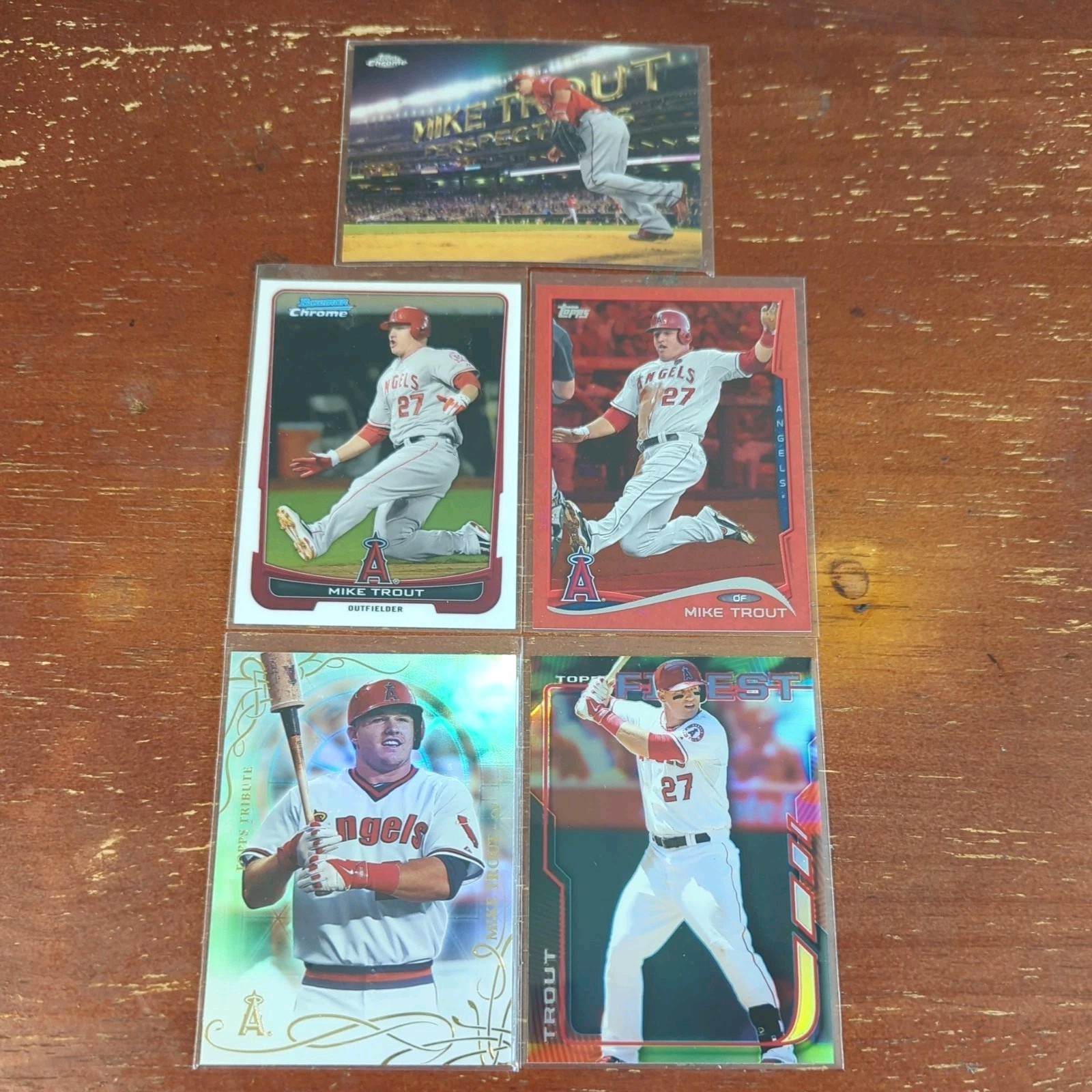 MIKE TROUT 5 Card Lot Refractors, Topps Chrome, Bowman Chrome Anaheim LA Angels MIKE TROUT 5 Card Lot Refractors, Topps Chrome, Bowman Chrome Anaheim LA Angels
