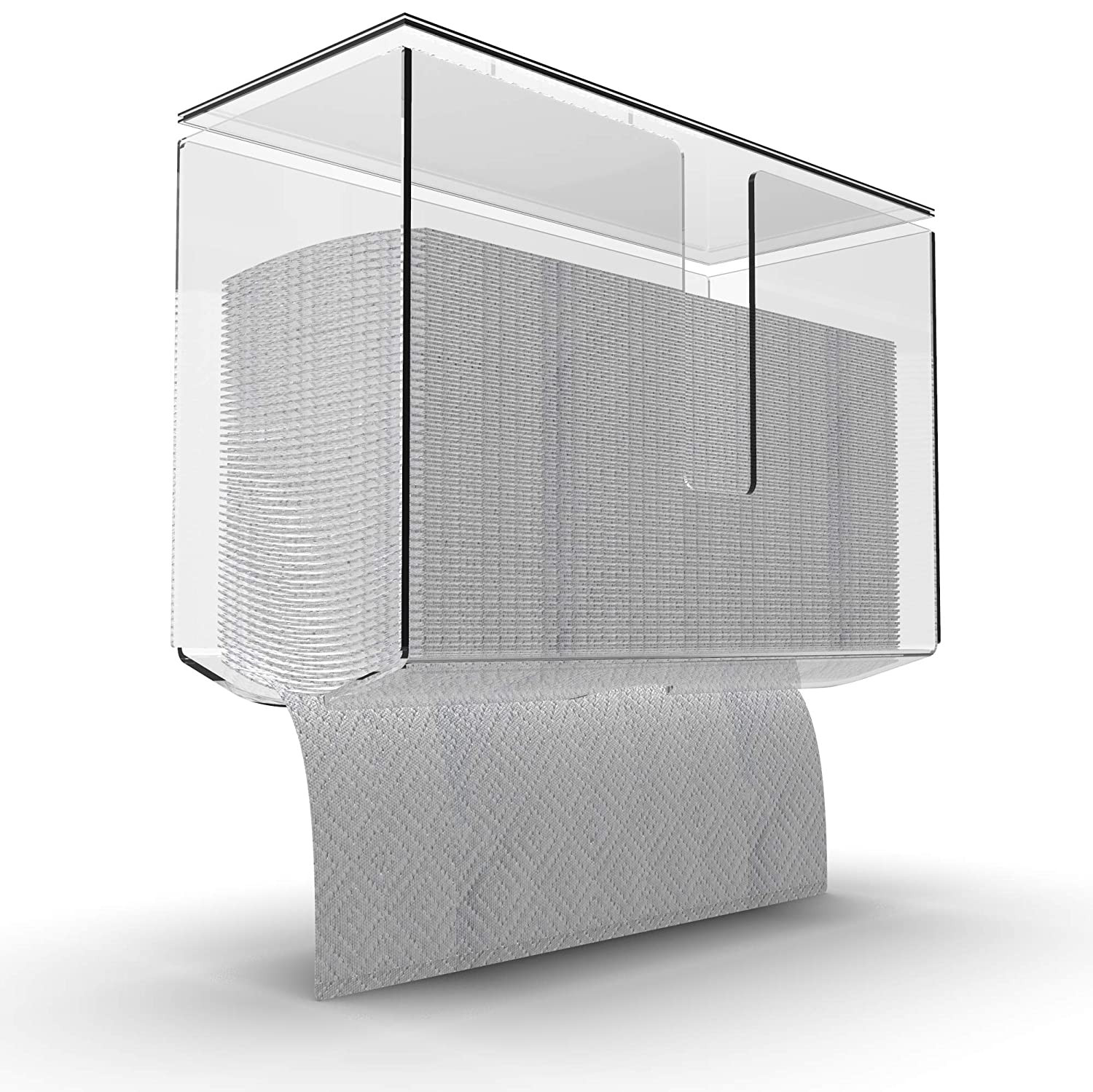 Cq acrylic Wall Mount Paper Towel Dispenser with Lid,Clear Folded Paper Towel Ho