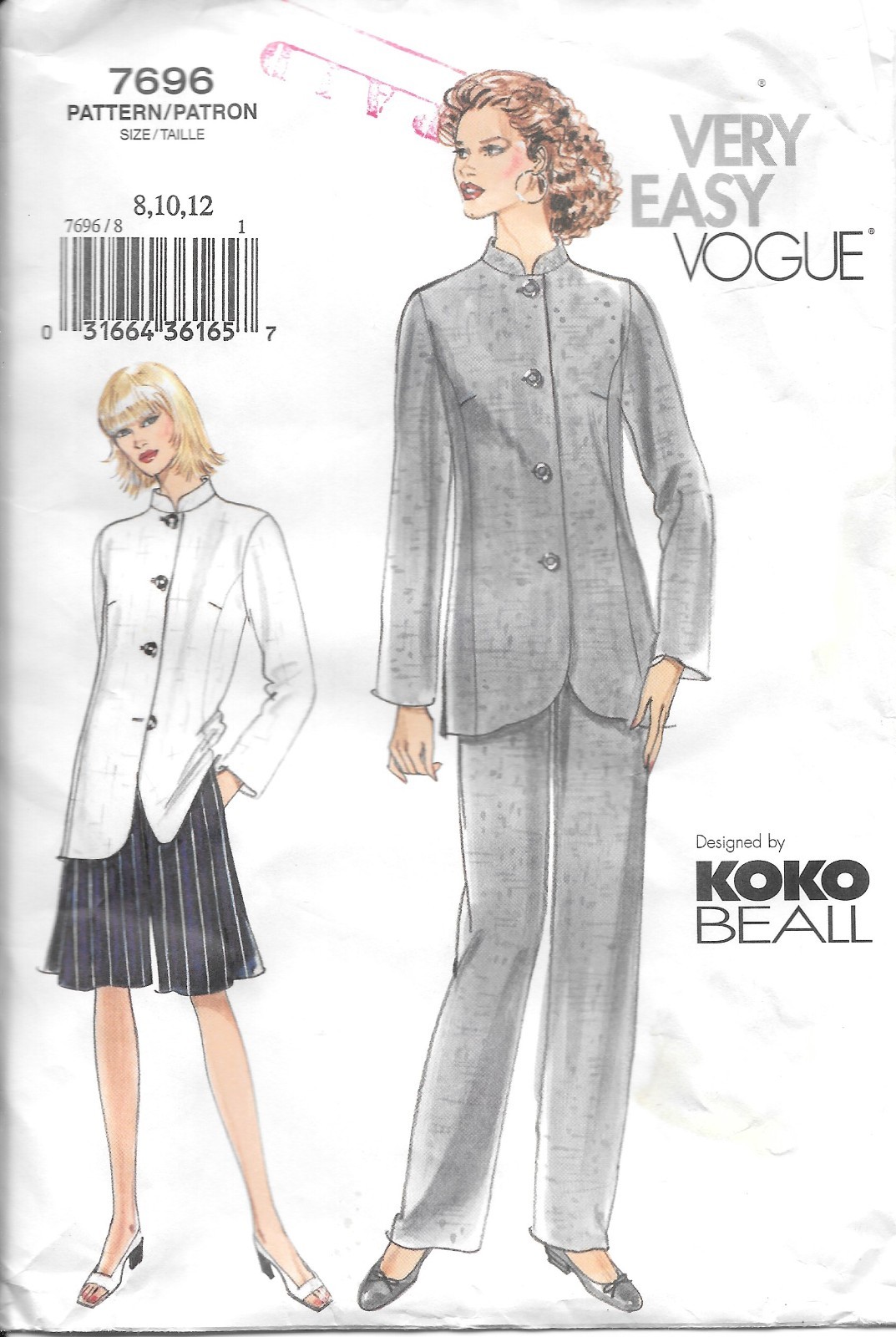Uncut Vogue Sewing Pattern 7696 Petite Jacket Shorts and Pants Size: 8-10-12