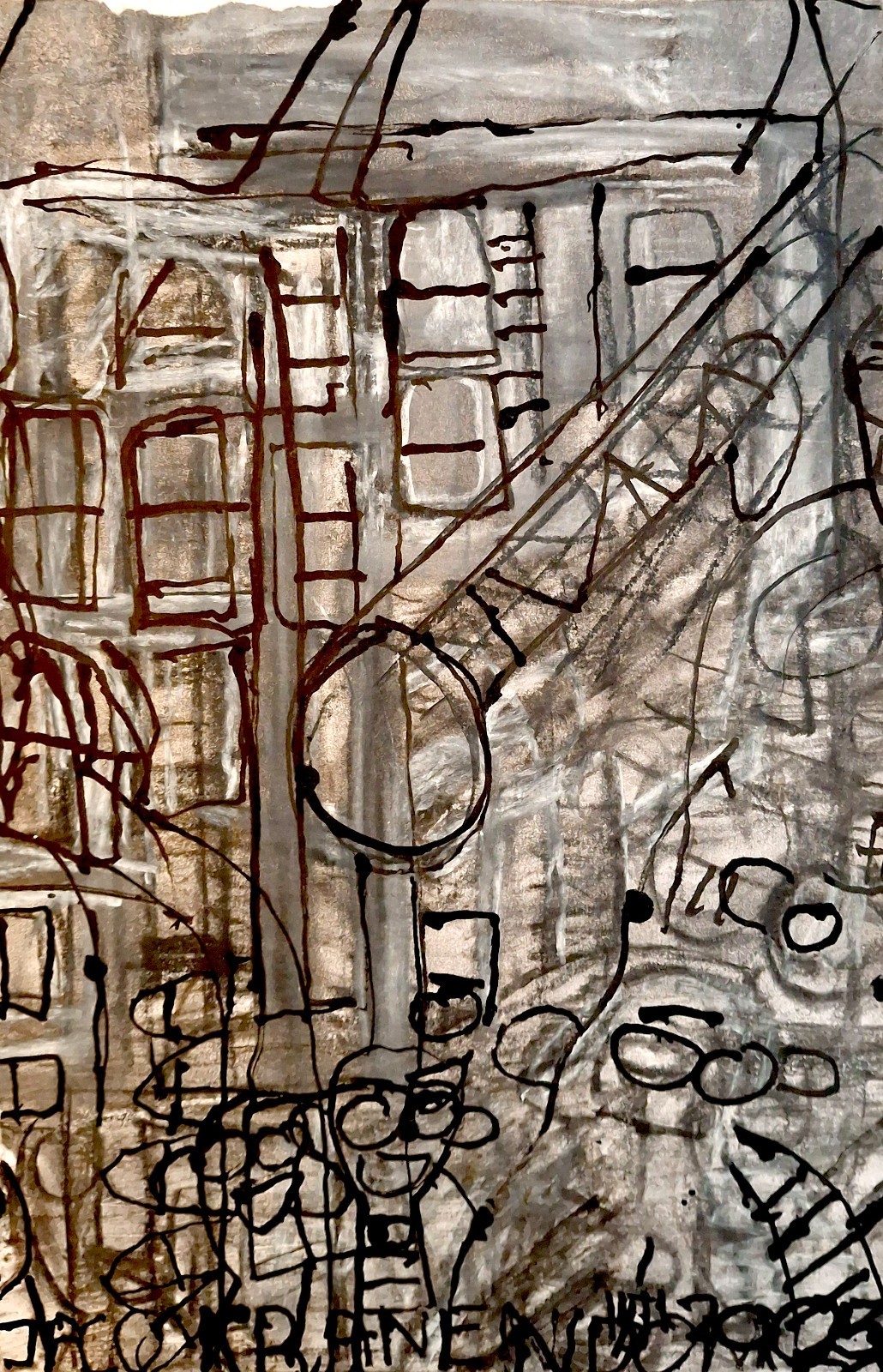 Mixed Media drawing on paper by Dutch outsider artist Jaco Kranendonk