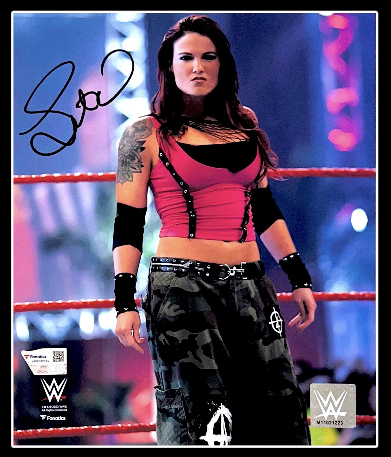 WWE LITA HAND SIGNED AUTOGRAPHED 8X10 WRESTLING PHOTO WITH FANATICS COA 1