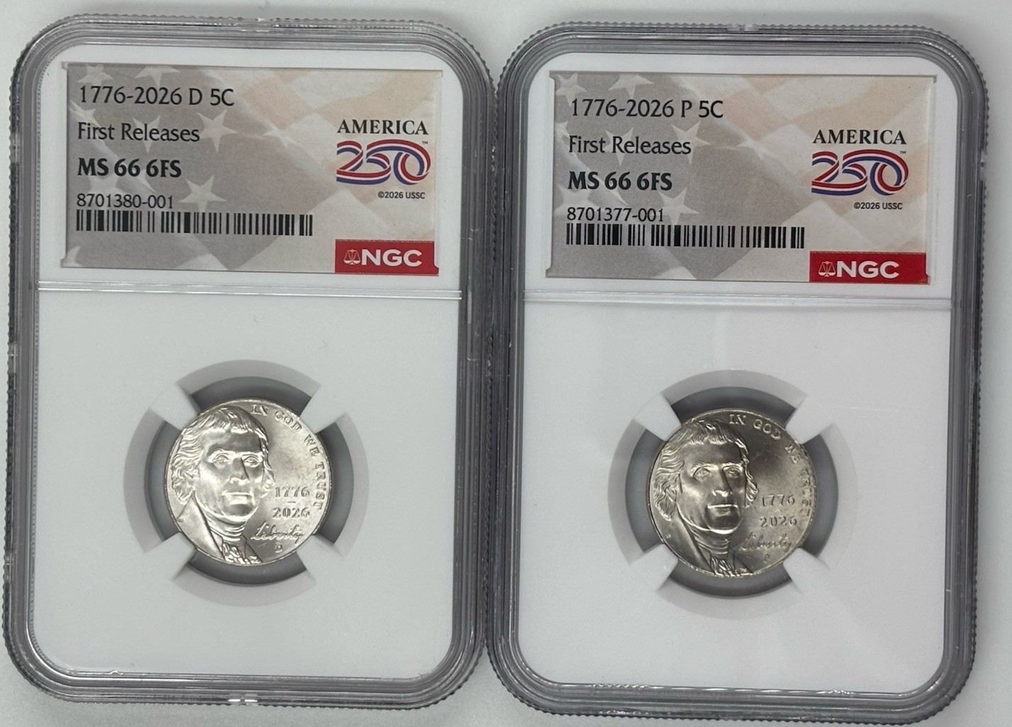 1776 2026 P D JEFFERSON NICKEL NGC semiquincentennialš„MS66 6FSš„FIRST RELEASES 1776 2026 P D JEFFERSON NICKEL NGC semiquincentennialš„MS66 6FSš„FIRST RELEASES