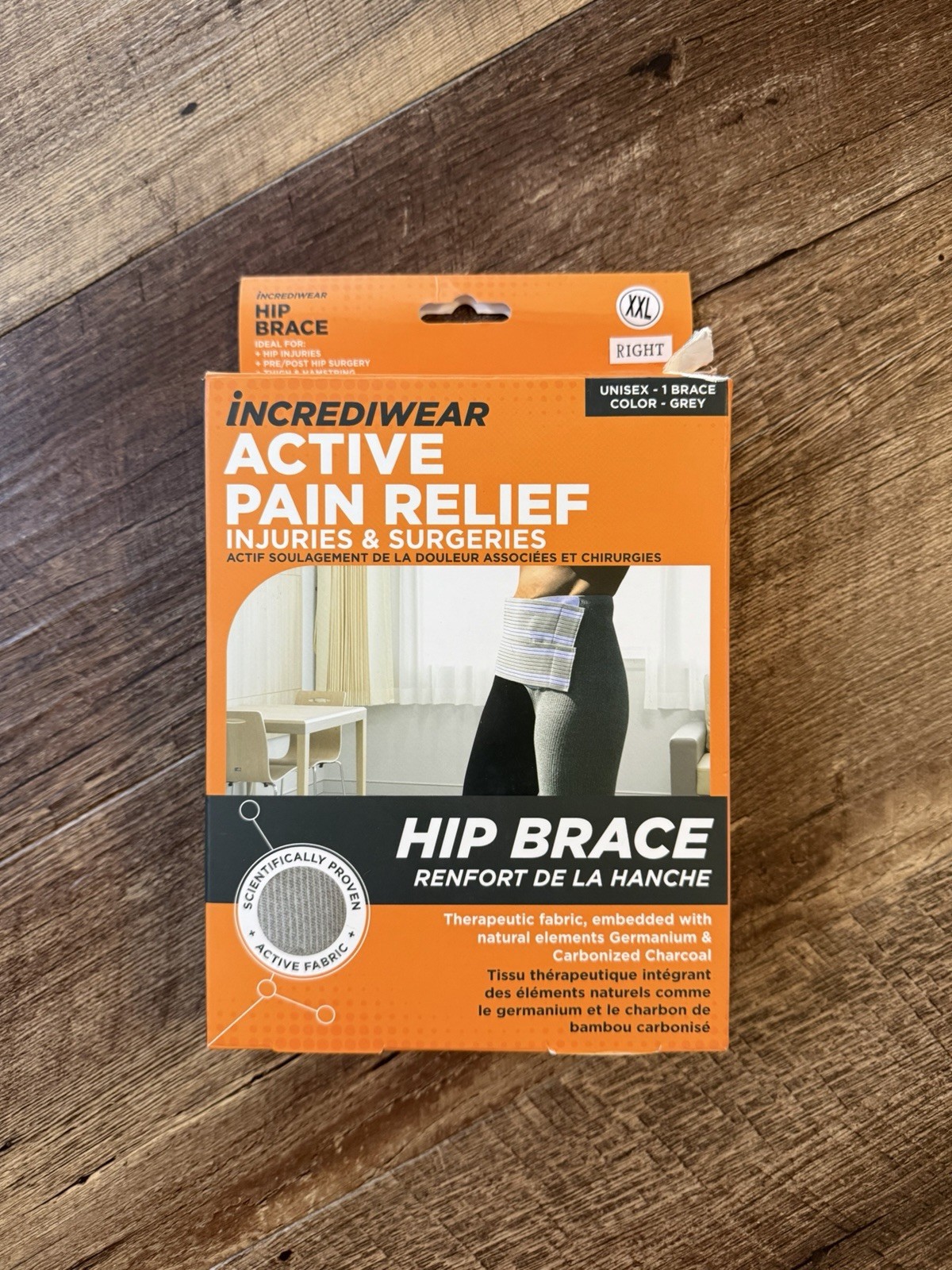 Incrediwear Active Relief Unisex Hip Brace (Right Side, XXL) Grey