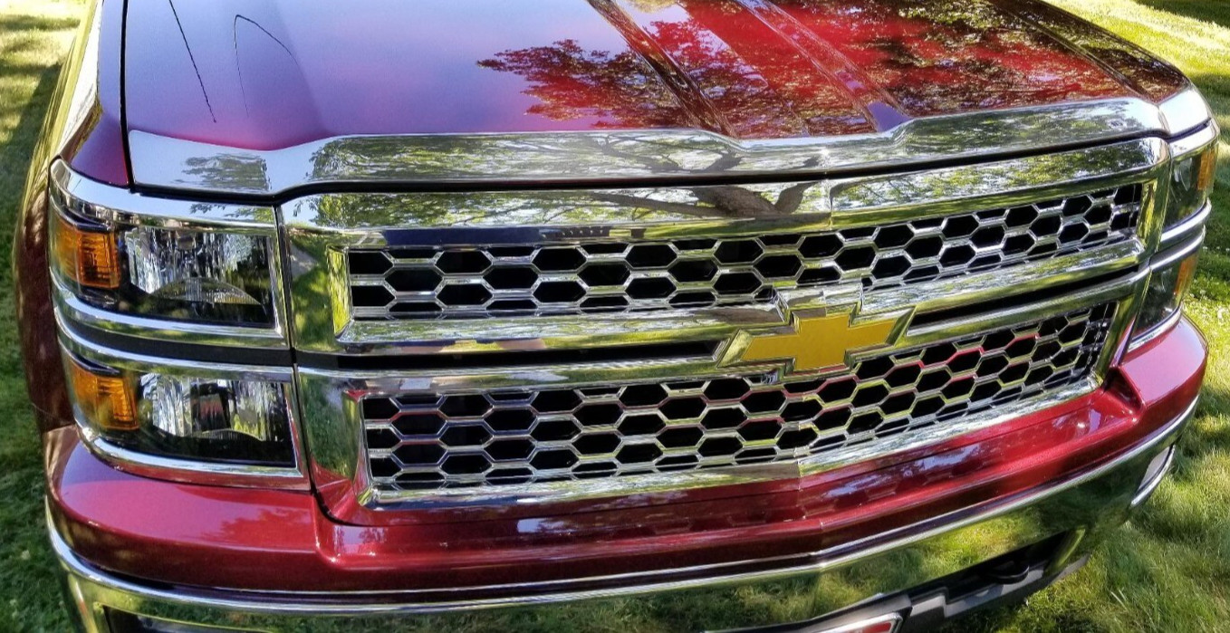 Chrome Aeroskin Hood Protector Bug Shield Deflector for 2014-2015 Silverado 1500