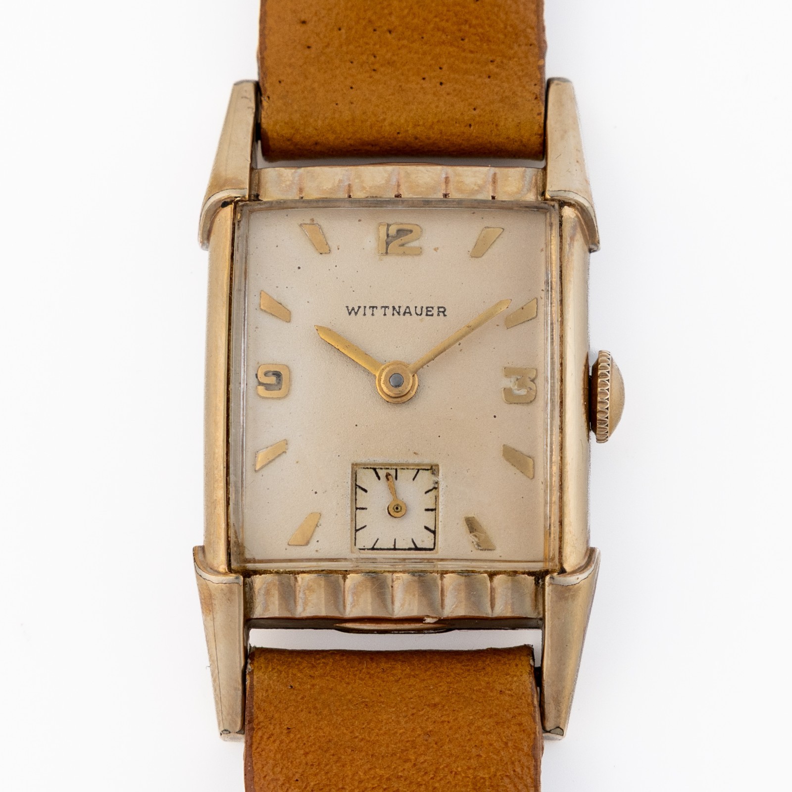 Vintage 1940s Wittnauer 17J Tank Watch 10K Gold Filled Hooded Lugs Revue 73 Runs