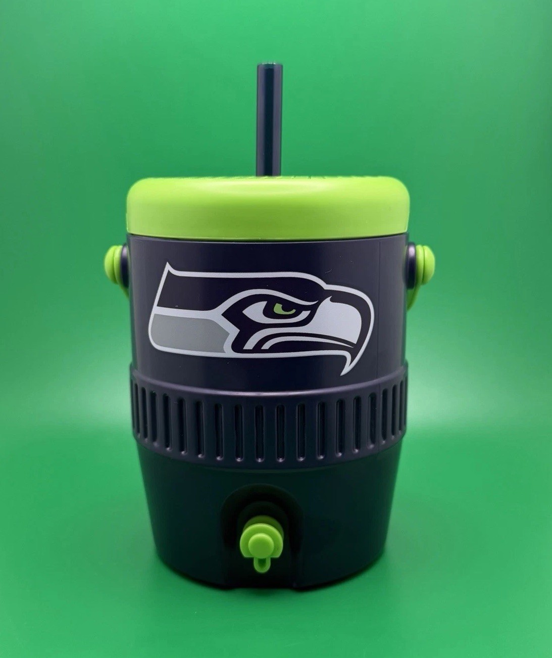 Seattle Seahawks - Blue Mini Beverage Cooler with Straw - NEW Never Used Seattle Seahawks - Blue Mini Beverage Cooler with Straw - NEW Never Used