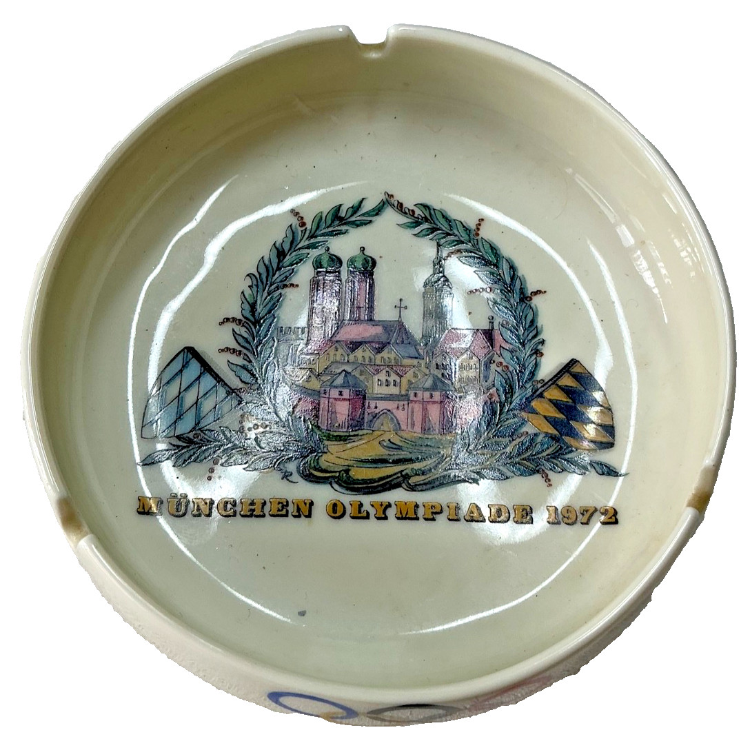 Munich Olympics 1972 Königl Pr Tettau Porcelain Ashtray Olympic Rings Germany