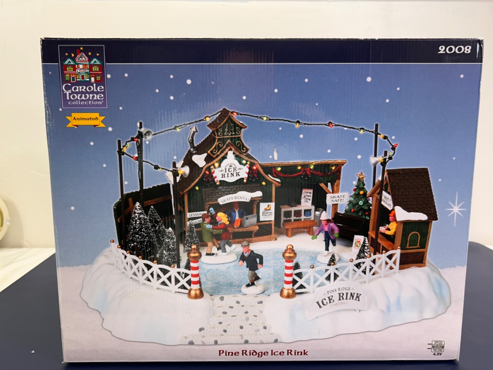 Lemax Carole Towne PINE RIDGE ICE RINK Animated Lights Music  Working & Complete