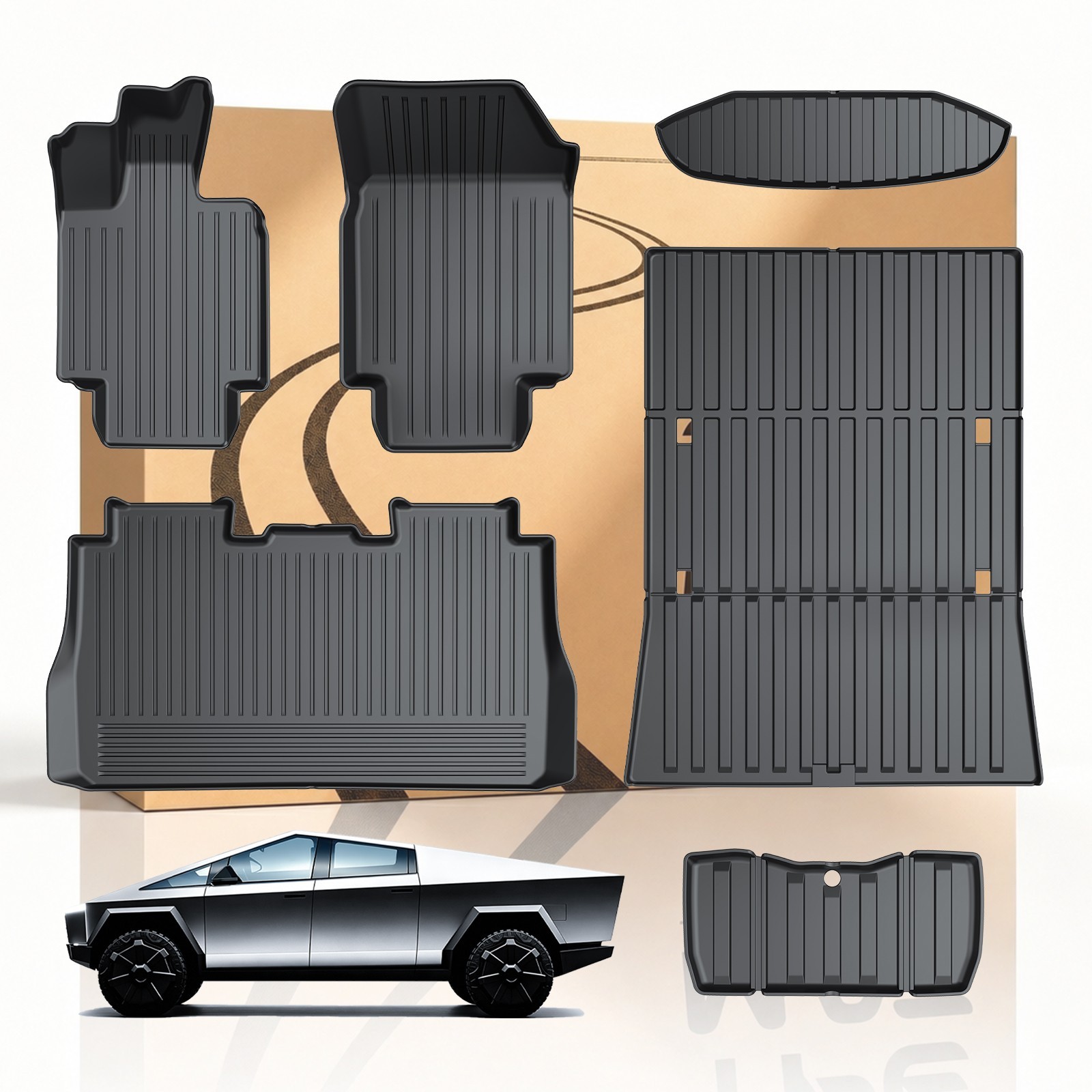 COMAUTO Floor mats & Trunk Liner for Tesla Cybertruck 2023-2027 TPE mats 6PCS