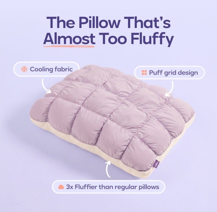 Mellow Sleep Puff Pillow Soft Quilted Puff Grid Pillow Lavender REGULAR SIZE Mellow Sleep Puff Pillow Soft Quilted Puff Grid Pillow Lavender REGULAR SIZE