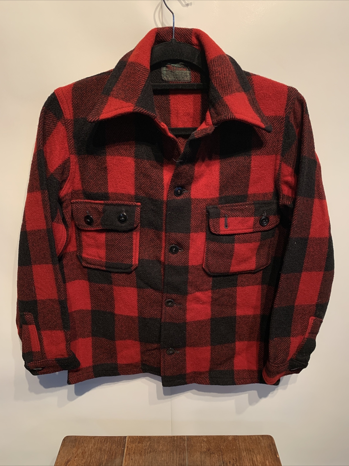 VTG 1950s Chippewa Woolen Mills Red Buffalo Plaid Flannel Hunting Wool Men Small