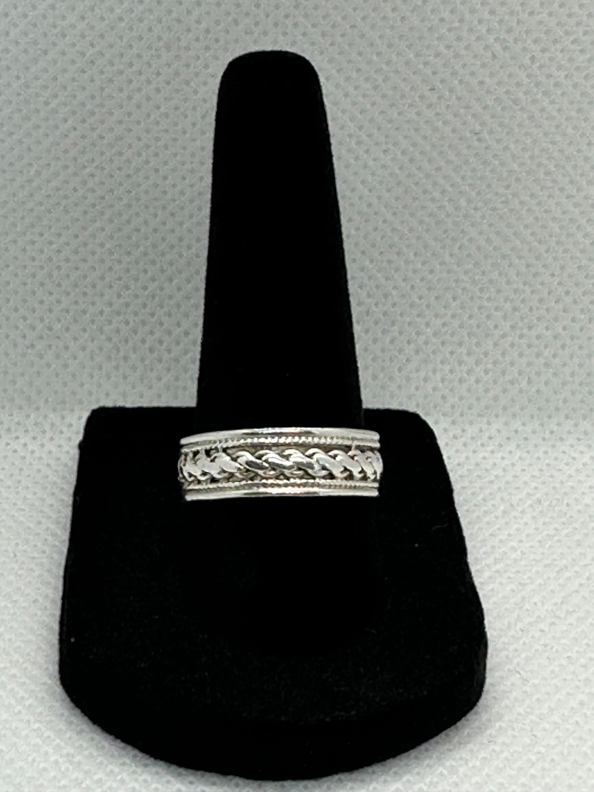 Vintage Sterling Silver 925 Braided Rope Milgrain Band Ring Sz 8 Thai
