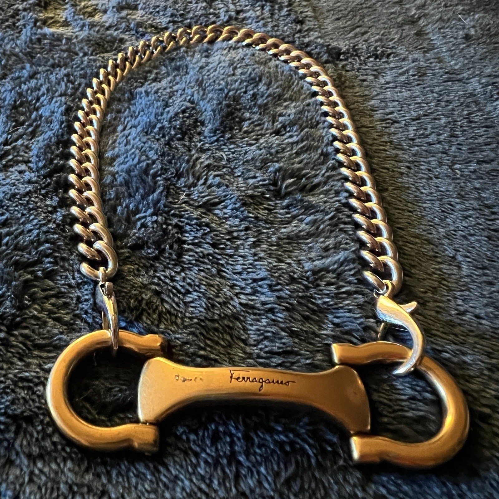 Custom Two-tone Vintage Ferragamo Necklace Brass Horsebit Choker Upcycled 15.75”