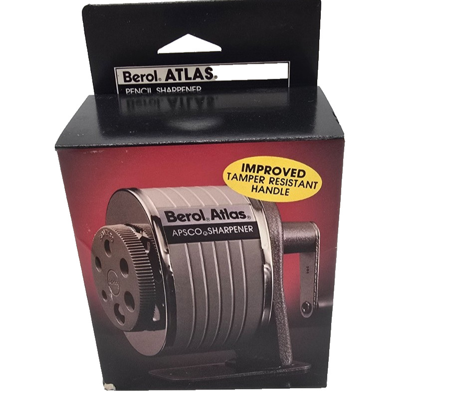 Vintage Berol Atlas APSCO Wall Mount Pencil Sharpener Retro Metal Crank NEW NOS Vintage Berol Atlas APSCO Wall Mount Pencil Sharpener Retro Metal Crank NEW NOS