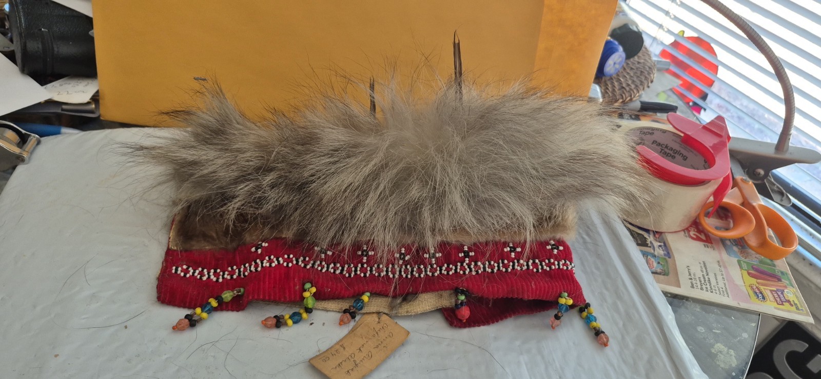 Vintage Alaskan Eskimo Yup\'ik Ceremonial  Beaded Dance Headdress