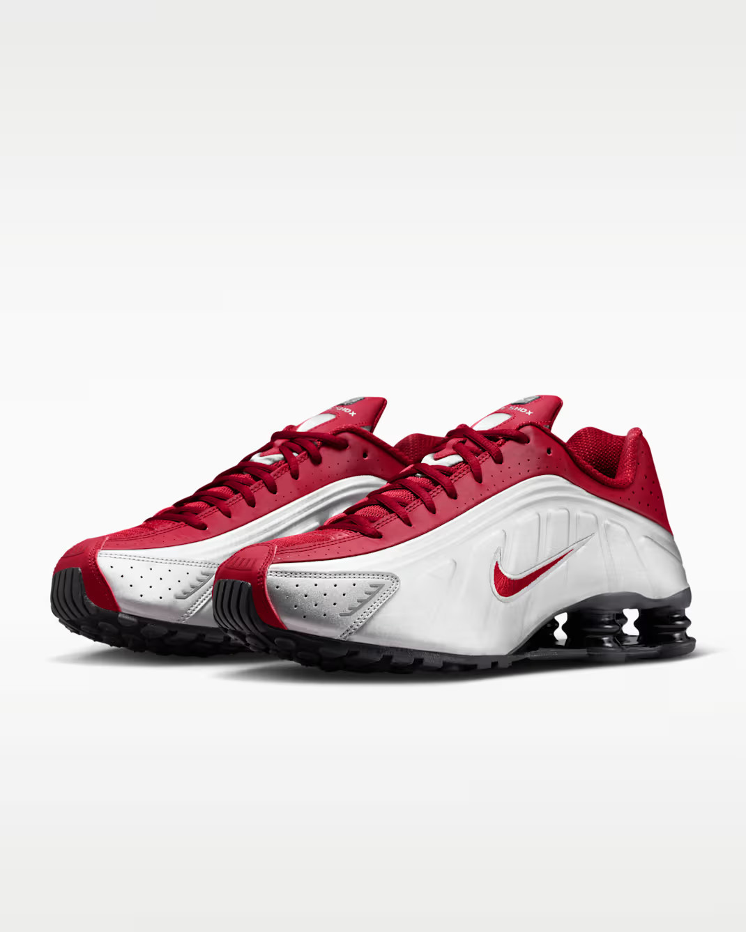 Nike Shox R4 Metallic Silver Black Team Crimson HQ1988-009 Men\'s Size 9