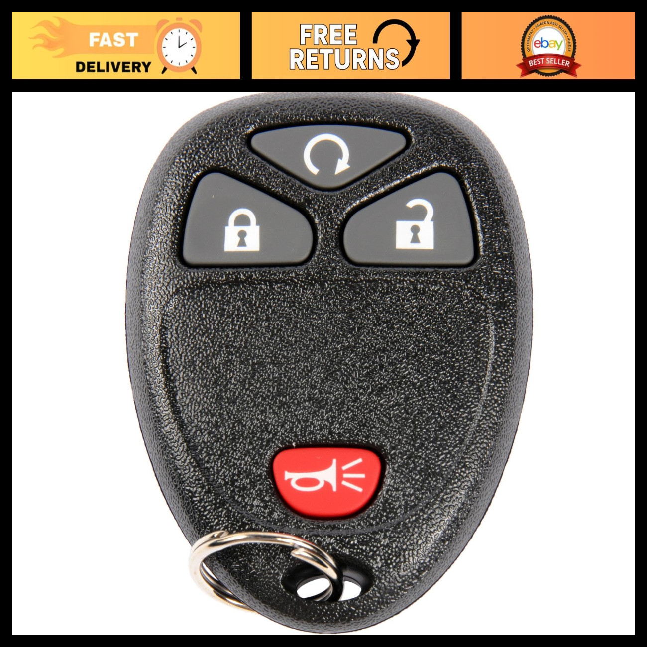 4 Button Keyless Entry Remote Key Fob for Cars, Replacement Keyless Entry Remote
