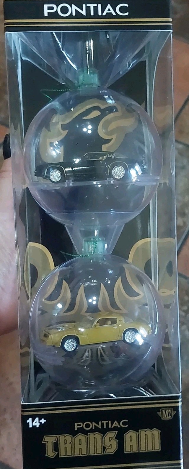 M2 Machines Pontiac Firebird Clear Ball Ornament Set 2 Boxed 🔥 🔥 