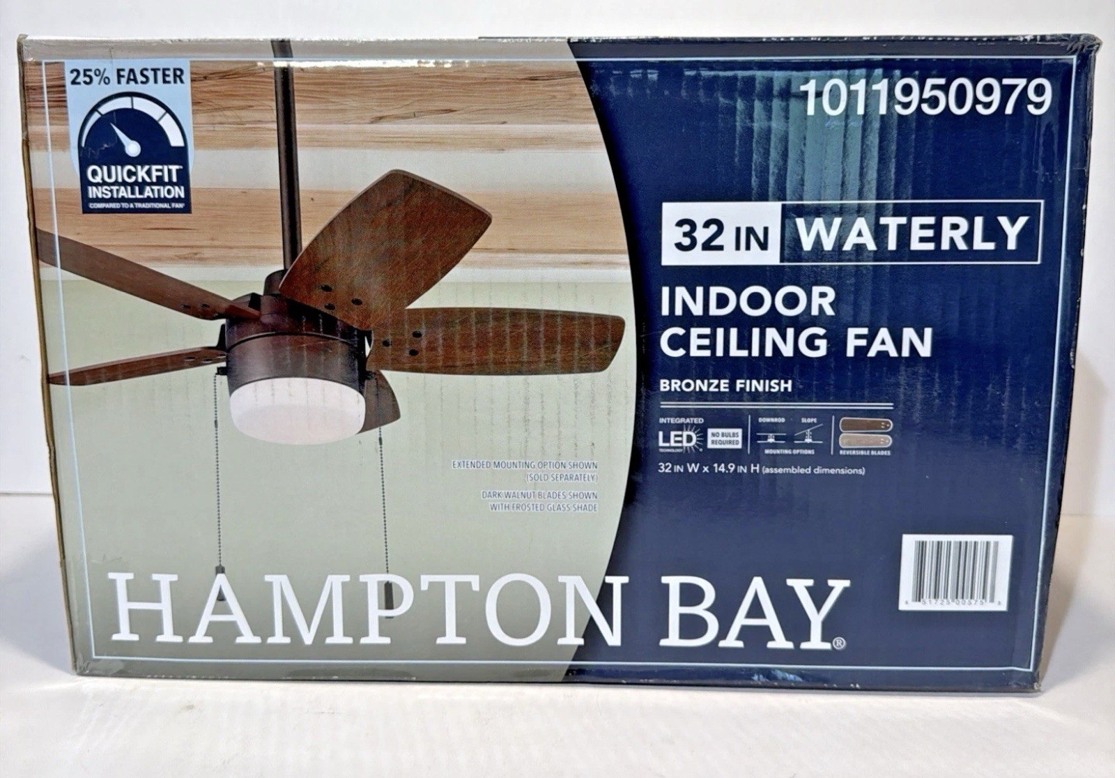 Hampton Bay Waterly 32 in. Indoor Plated Bronze Ceiling Fan With LED Light NEW