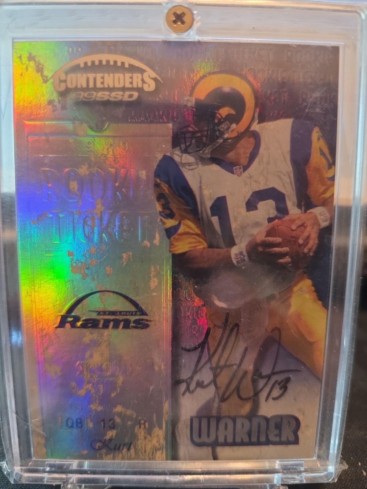 1999 PLAYOFF CONTENDERS SSD KURT WARNER RC AUTO #146 SCREWDOWN RAMS CHAMPION KW 1999 PLAYOFF CONTENDERS SSD KURT WARNER RC AUTO #146 SCREWDOWN RAMS CHAMPION KW
