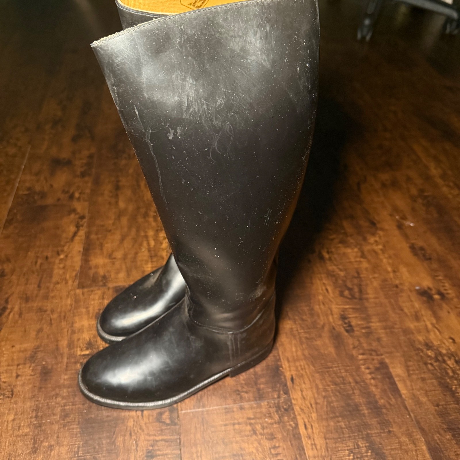 Aigle Coupe Saumur Black Rubber Equestrian Riding Boots Made in France Size 39