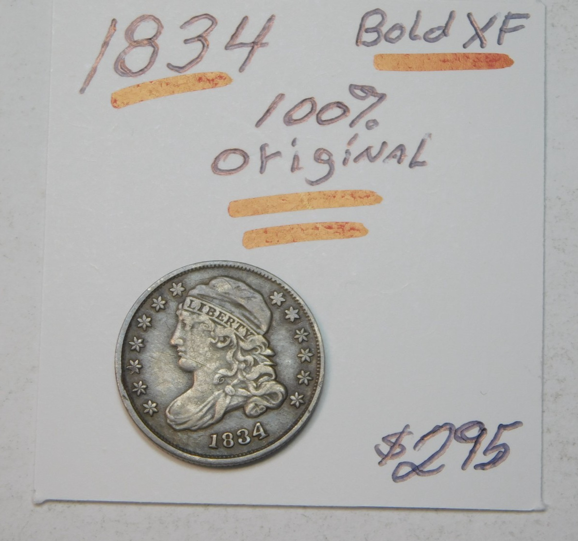 SCARCE 100% ORIGINAL 1834 BUST DIME NEVER CLEANED BOLD XF  MAKE AN OFFER ✨