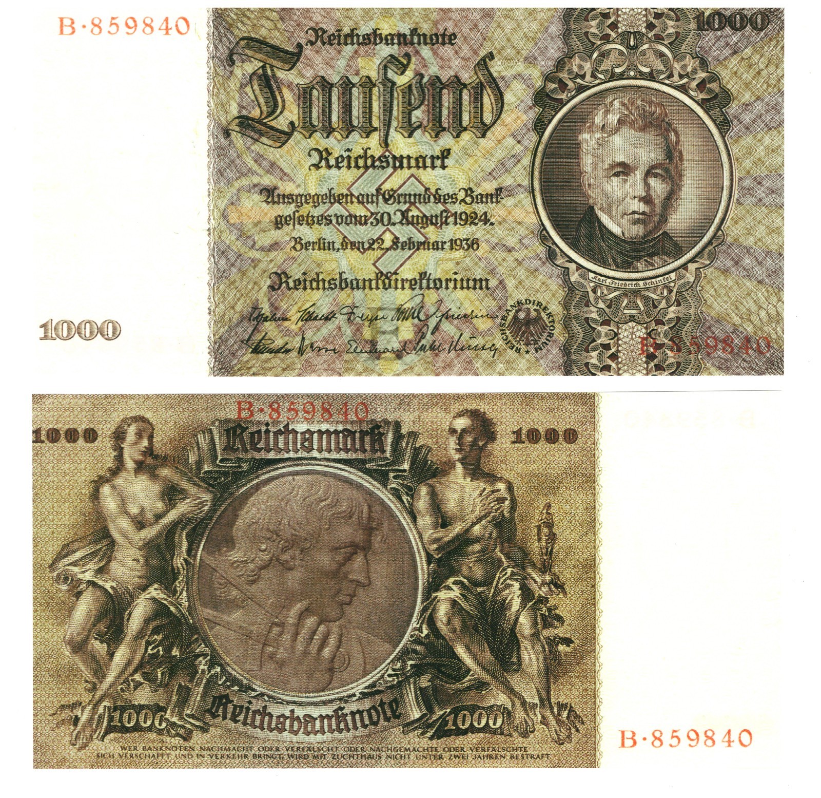 u Reproduction Note Germany 1000 Reichsmark 1924-1936 Pick #184  0229R
