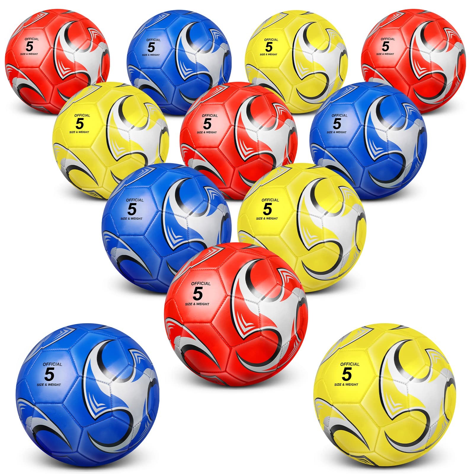 Lenwen 12 Pcs Soccer Ball Bulk with Pump Size 5