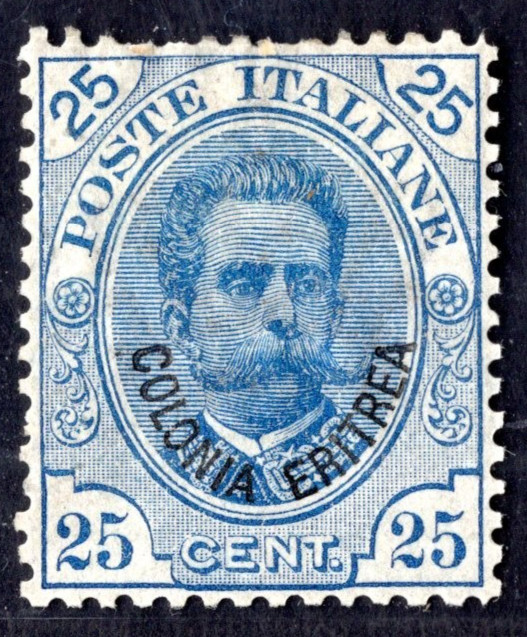 Italy Eritrea 1892 Scott #6 25C. Blue Mint Hinged Catalog Value $1,450