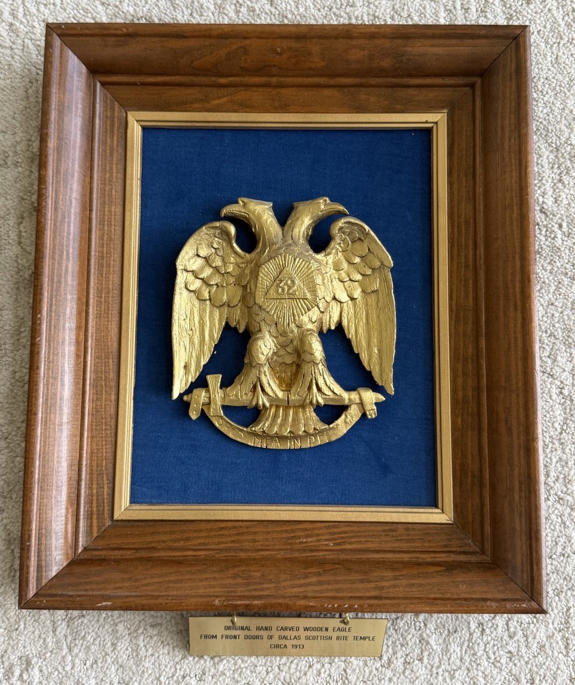 Antique 32ND DEGREE SCOTTISH RITE MASONIC EAGLE Dallas, Texas Temple Hand Carved