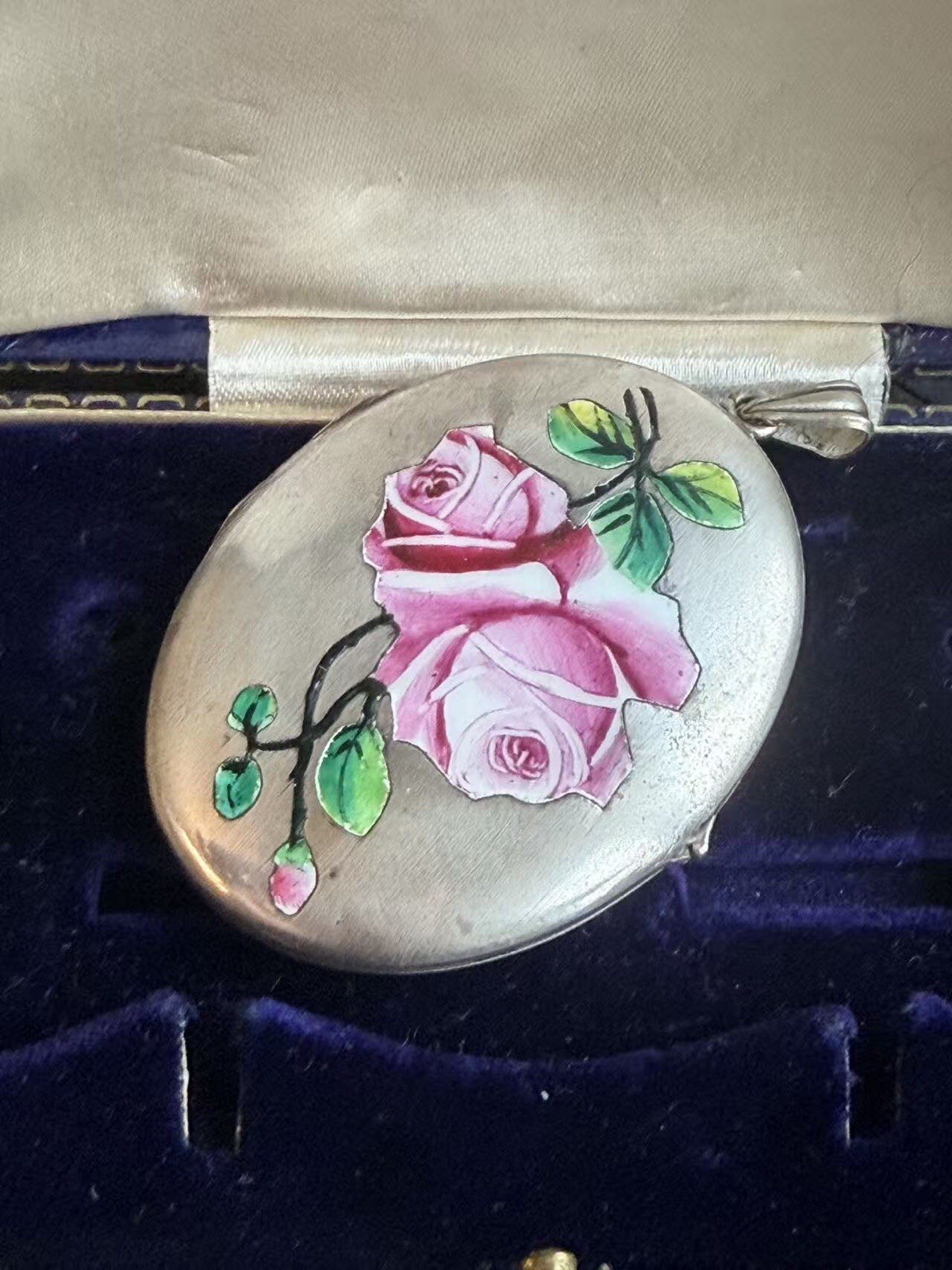 Victorian Sterling and Enamel Large Locket 