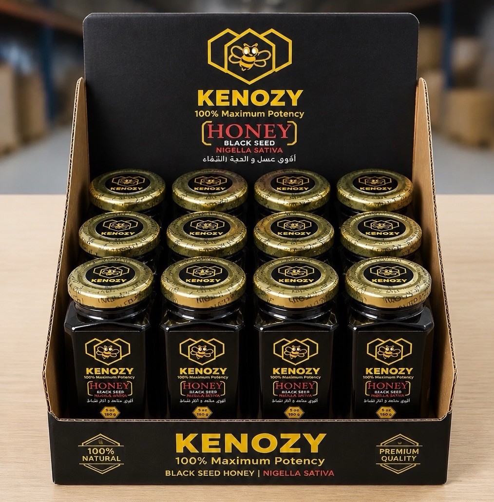 Kenozy Energy Black Seed Honey Exp: 2029 5oz 150gram Glass 12 Jars