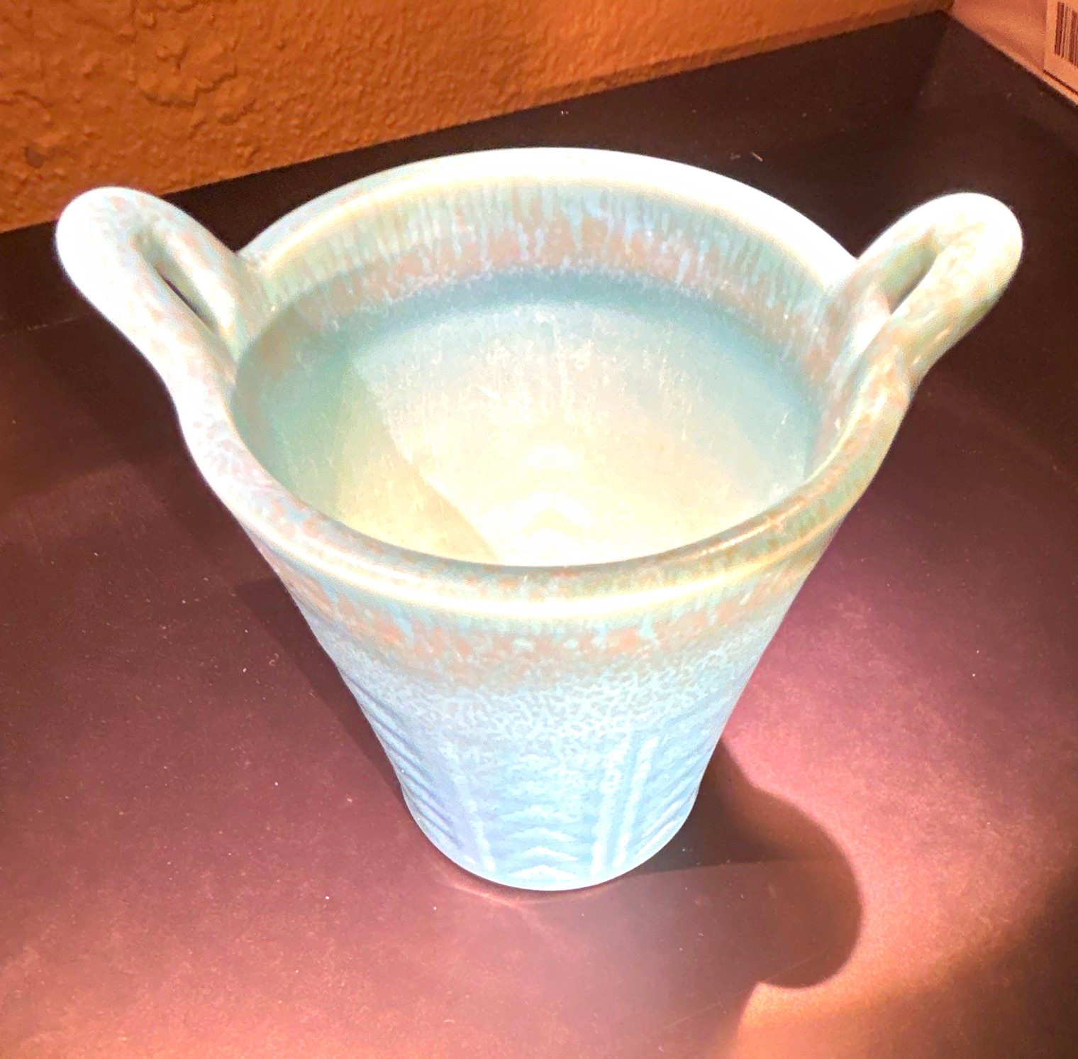 Vintage 1928 Rookwood Pottery Handled Flared Vase #6078 Matte Turquoise Blue