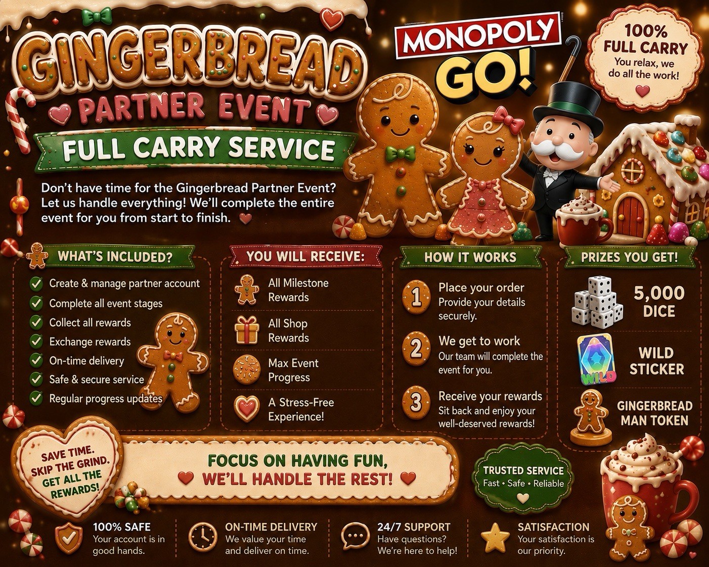 Gingerbread Partner Event Monopoly_Go | FULL CARRY | Starts May 25 | RUSH | 80k