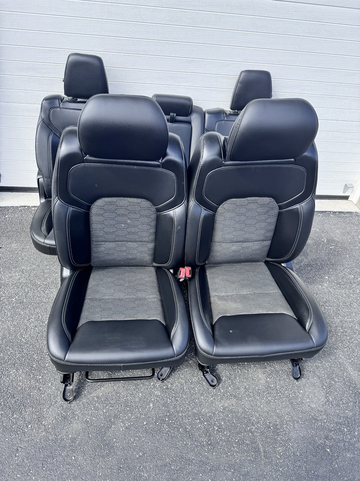 19-24 Dodge Ram 1500 Black Vinyl Cloth Seats Front & Rear Crew Cab
