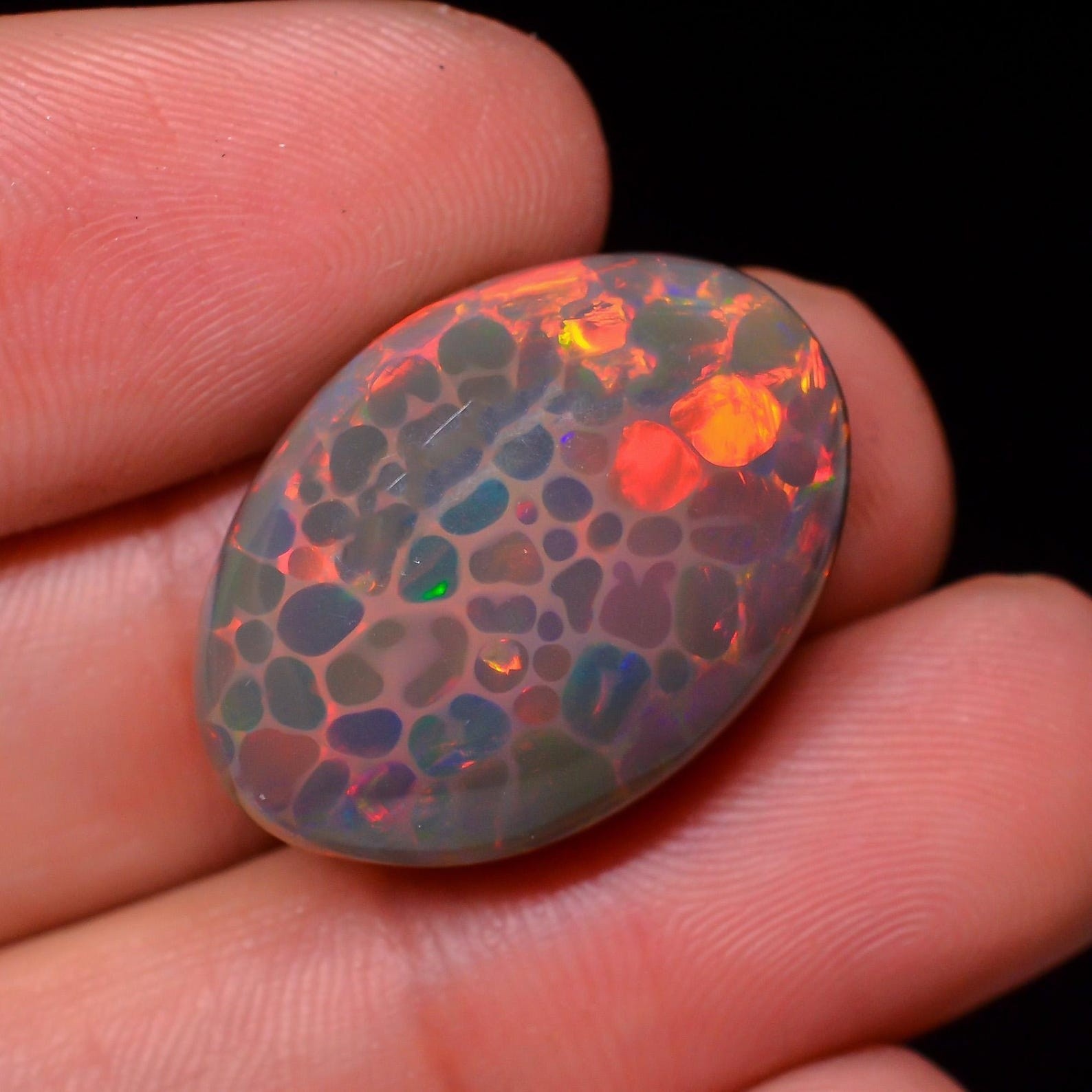 Natural Ethiopian Multi Fire Black Opal Cabochon 5 Ct Loose Gemstone Certified