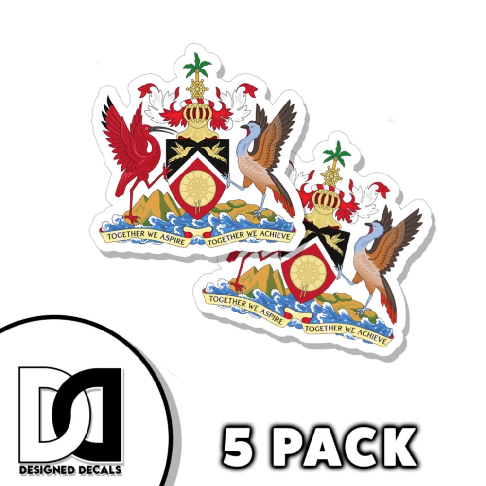 Trinidad and Tobago Coat of Arms Sticker Self Adhesive 3 inch flag Decals 5pk Trinidad and Tobago Coat of Arms Sticker Self Adhesive 3 inch flag Decals 5pk