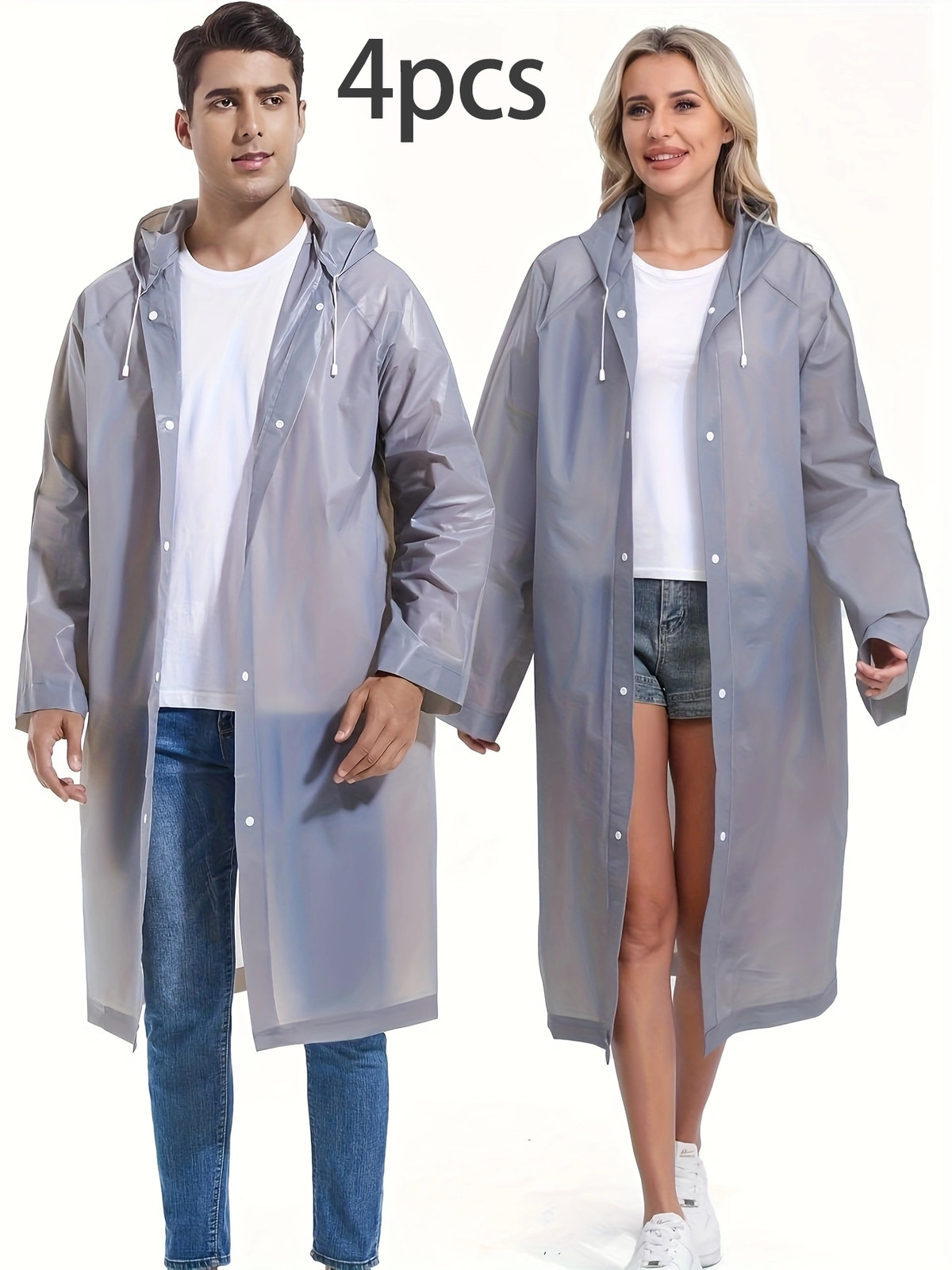 4 PACK EVA Rain Poncho, Reusable Rain Ponchos for Adults,Unisex Rain Coat w Hood 4 PACK EVA Rain Poncho, Reusable Rain Ponchos for Adults,Unisex Rain Coat w Hood