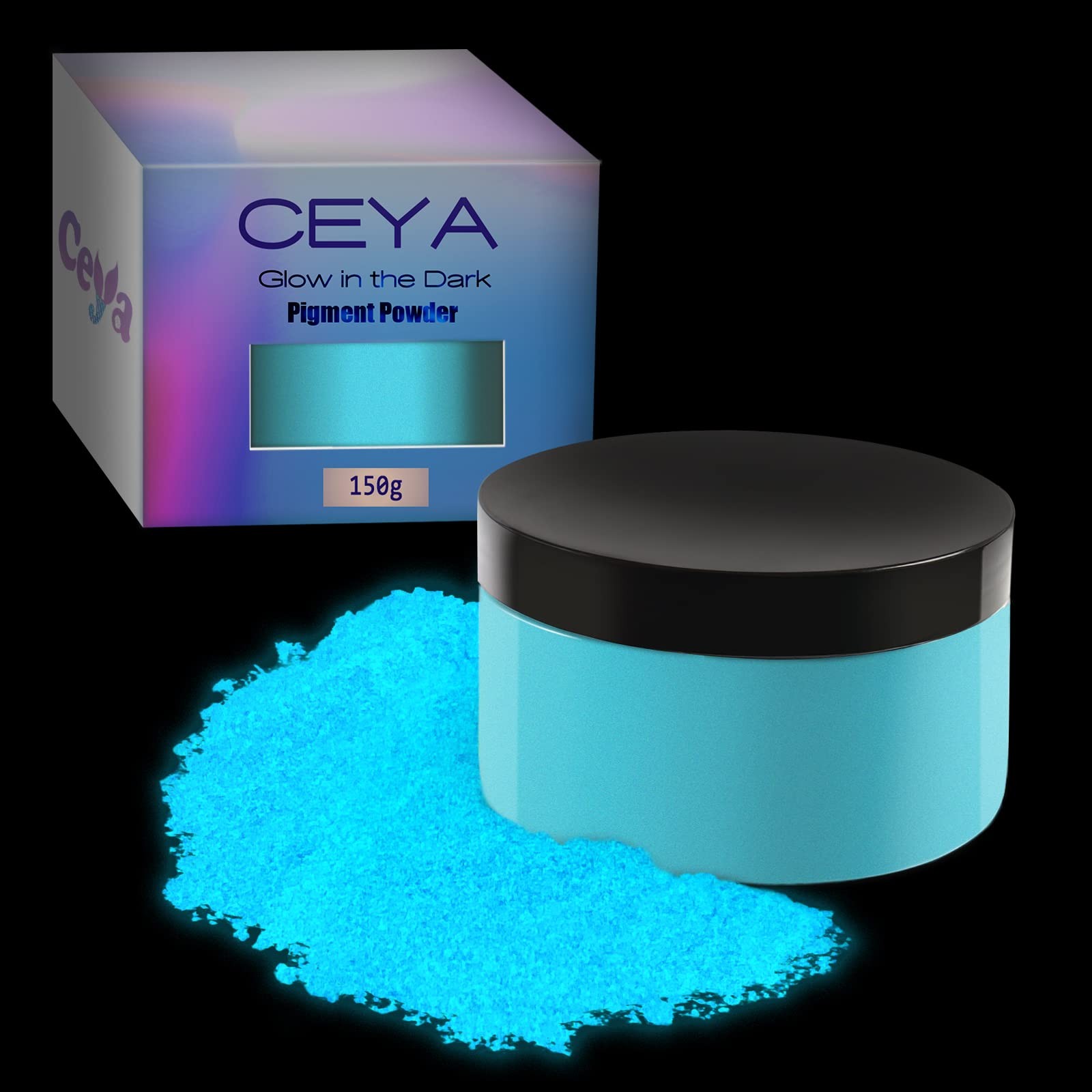 Fluorescent Blue Glow Powder, 5.3oz/150g Glow in The Dark Powder Fluorescent Blue Glow Powder, 5.3oz/150g Glow in The Dark Powder
