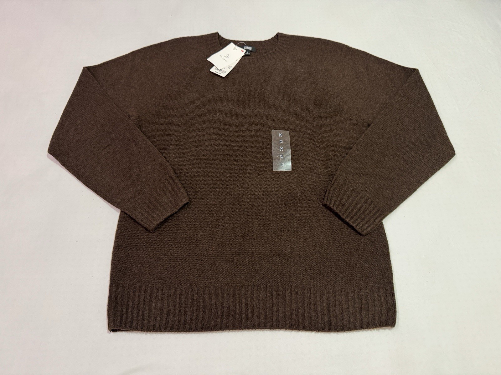 Uniqlo 3D Knit Crewneck Sweater Mens Sz M Brown Wool Blend NWT
