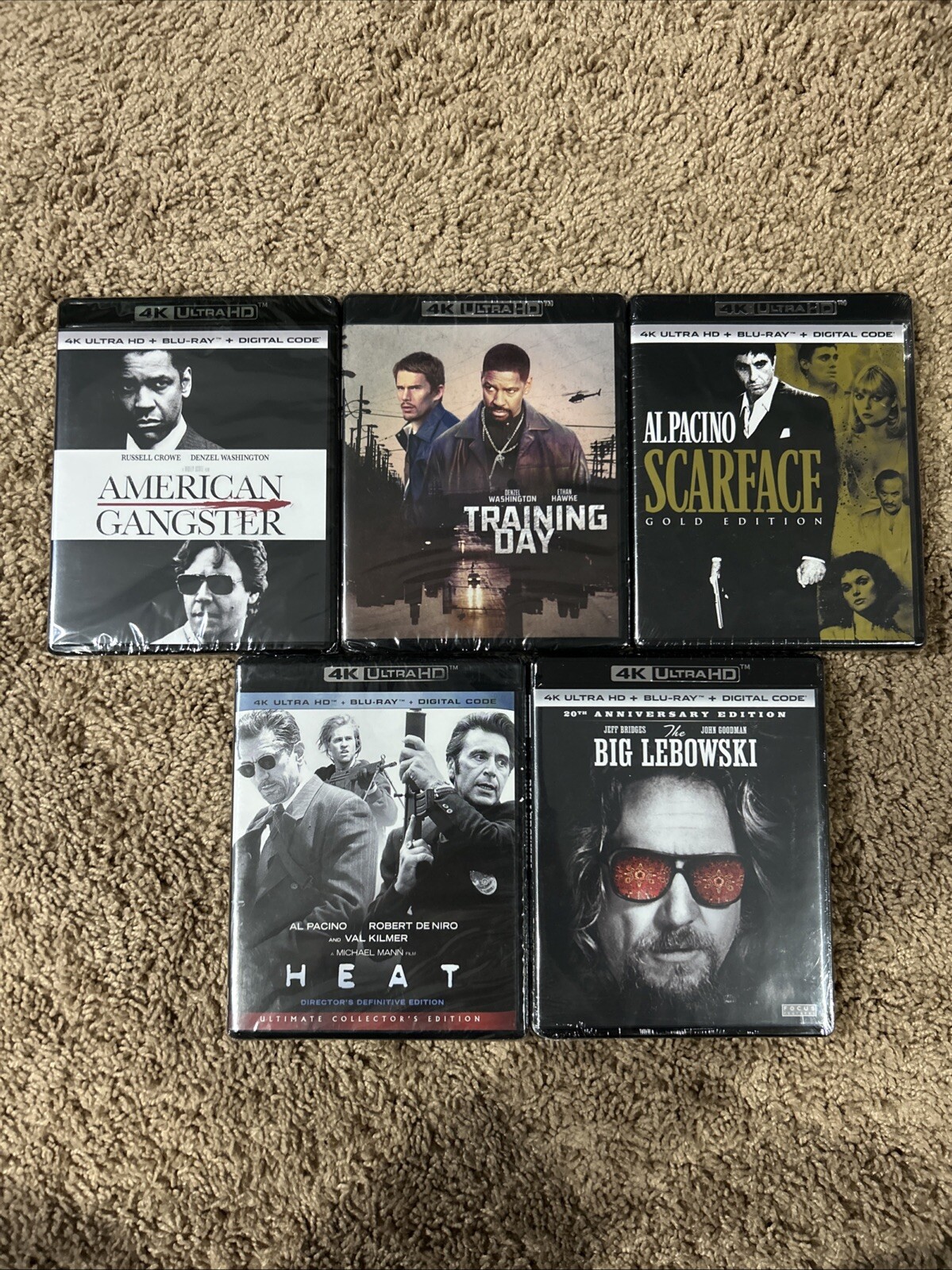 American Gangster+ Training Day+ Scarface+ Heat+ Big Lebowski, Nice Set 4K(NEW) American Gangster+ Training Day+ Scarface+ Heat+ Big Lebowski, Nice Set 4K(NEW)