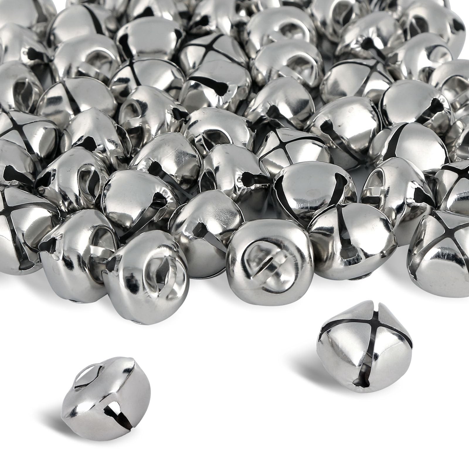 BigOtters 50 Pcs Jingle Bells for Crafting, 1 Inch Craft Medium, Silver BigOtters 50 Pcs Jingle Bells for Crafting, 1 Inch Craft Medium, Silver