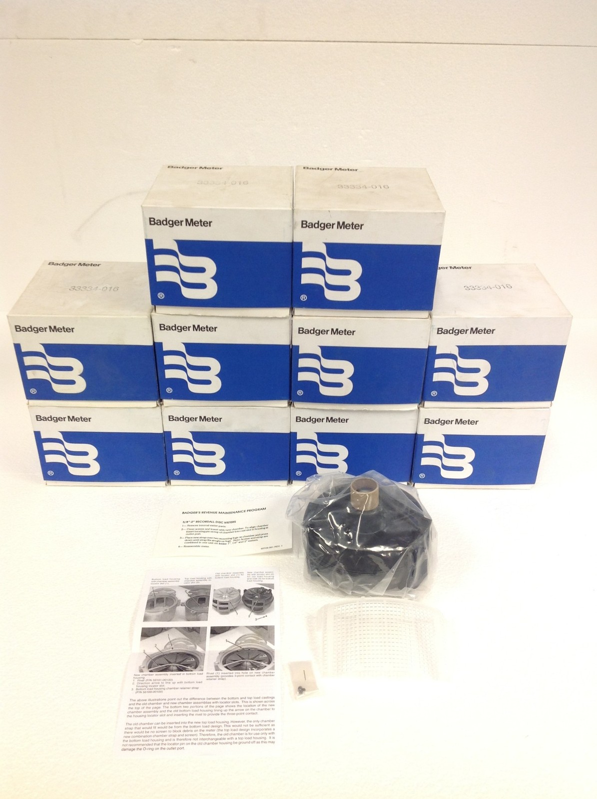 10x NEW Badger Meter 33334-016 Chamber & Disc Assembly w/ Instruction Sheet