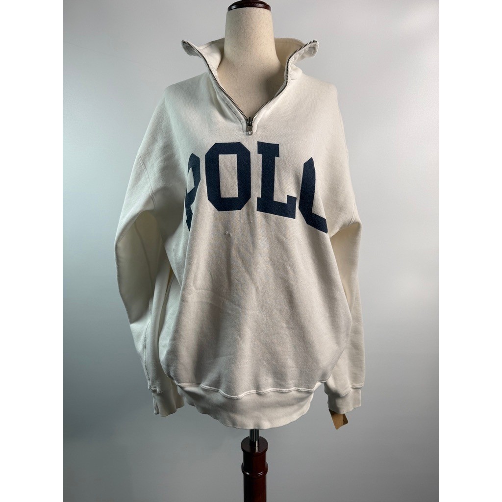 Vintage 1997 Polo Sport Ralph Lauren White Half Zip Sweatshirt Size M