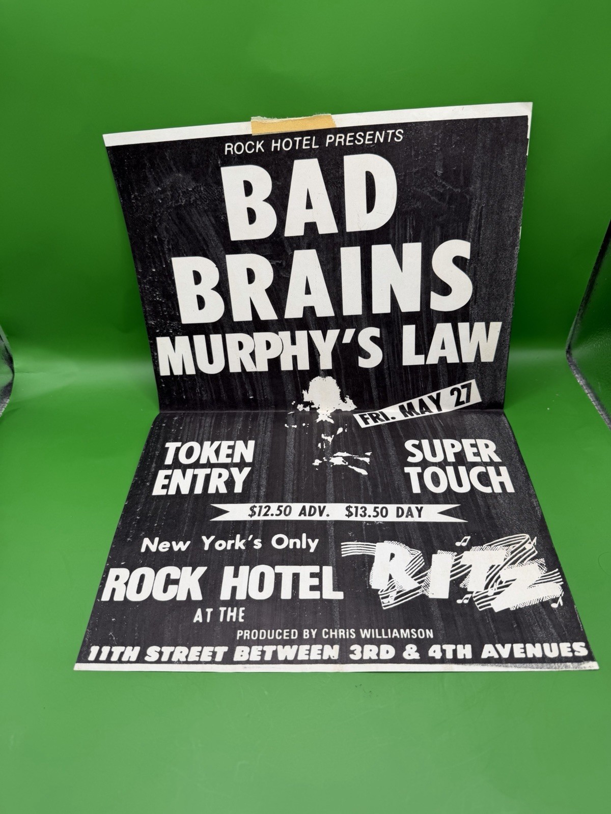 Vintage 1988 Bad Brains & Murphys Law Concert Poster NY Rock Hotel May 27th RARE Vintage 1988 Bad Brains & Murphys Law Concert Poster NY Rock Hotel May 27th RARE