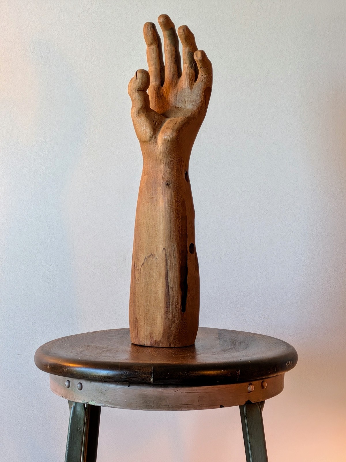 Vintage Hand Carved Wood Arm Hand Sculpture Jewelry Display Folk Art 17 Vintage Hand Carved Wood Arm Hand Sculpture Jewelry Display Folk Art 17