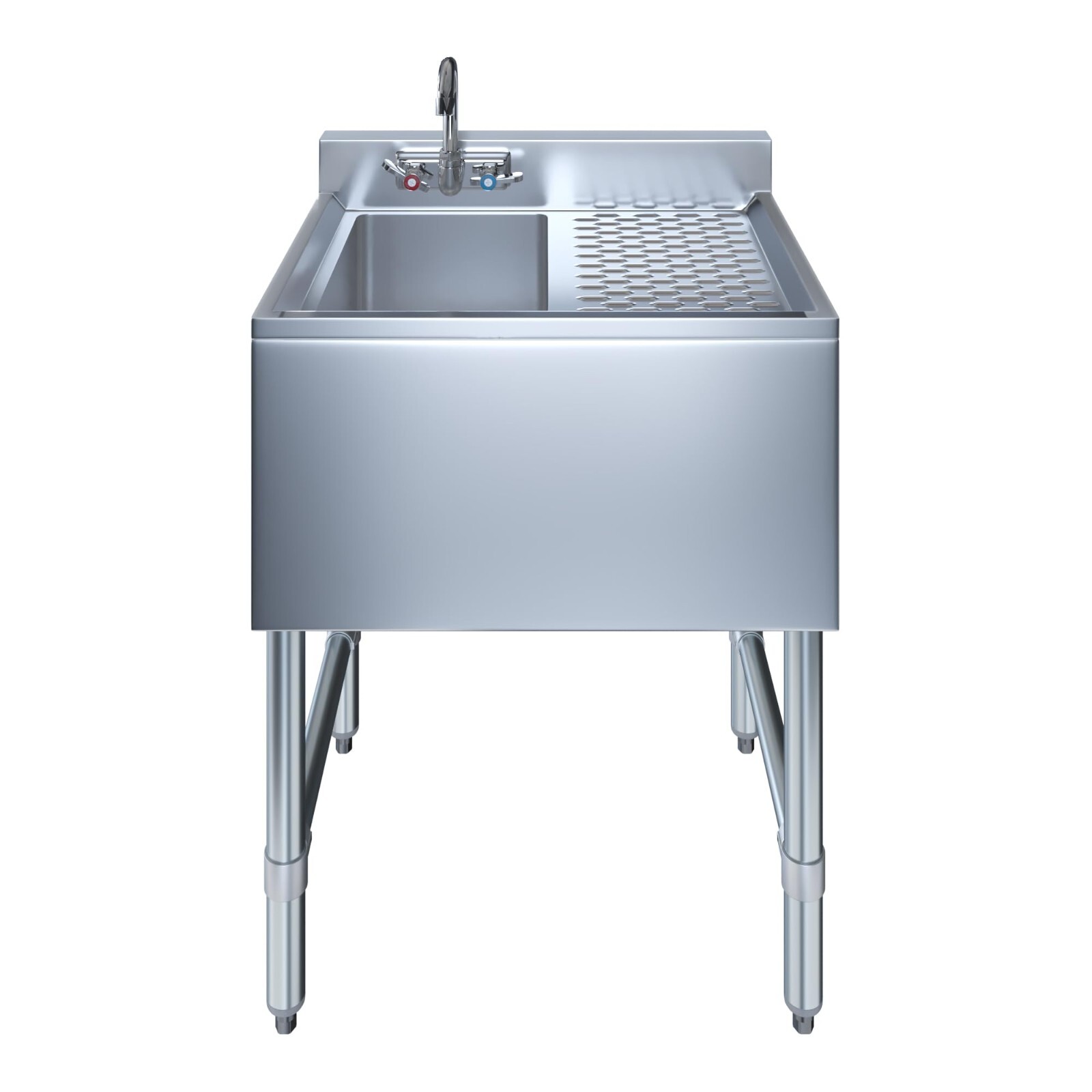 Heavy Duty Under 1 Compartment Stainless Steel Bar Sink w/ Right Drainboard NSF