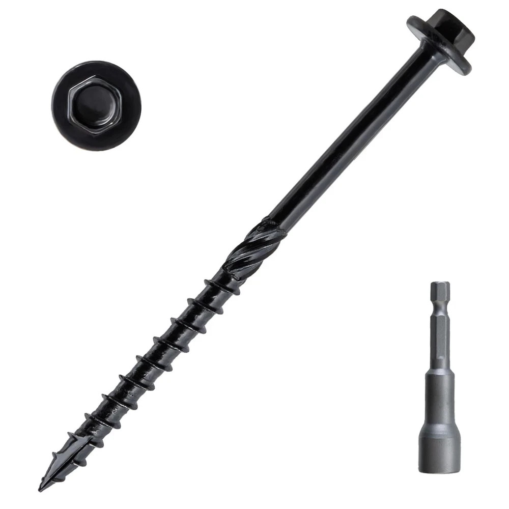 LIONMAX Structural Wood Lag Screws 4 Inch, 100-PCS, #14 X 4, Heavy Duty Rust