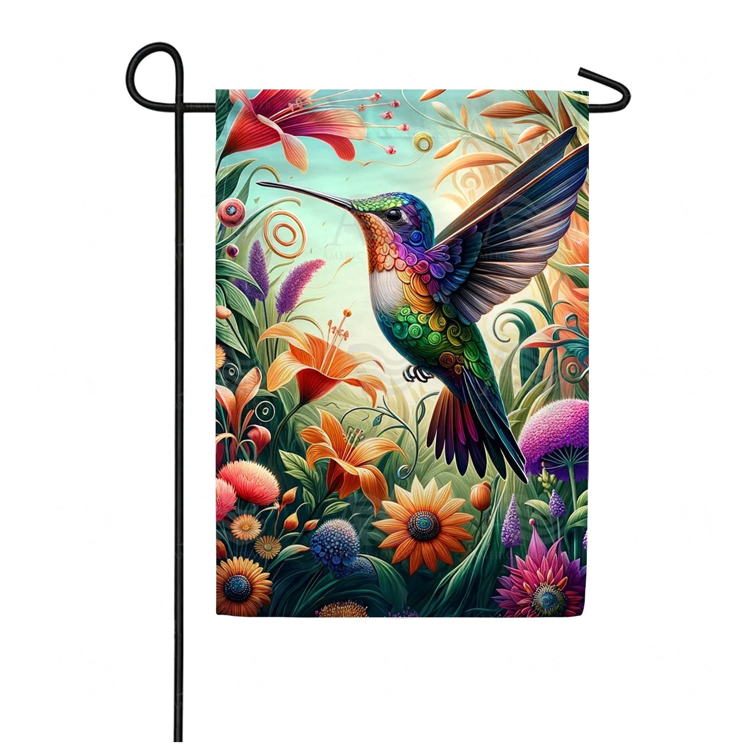 Hummingbird Floral Paradise Flag Graden Flag