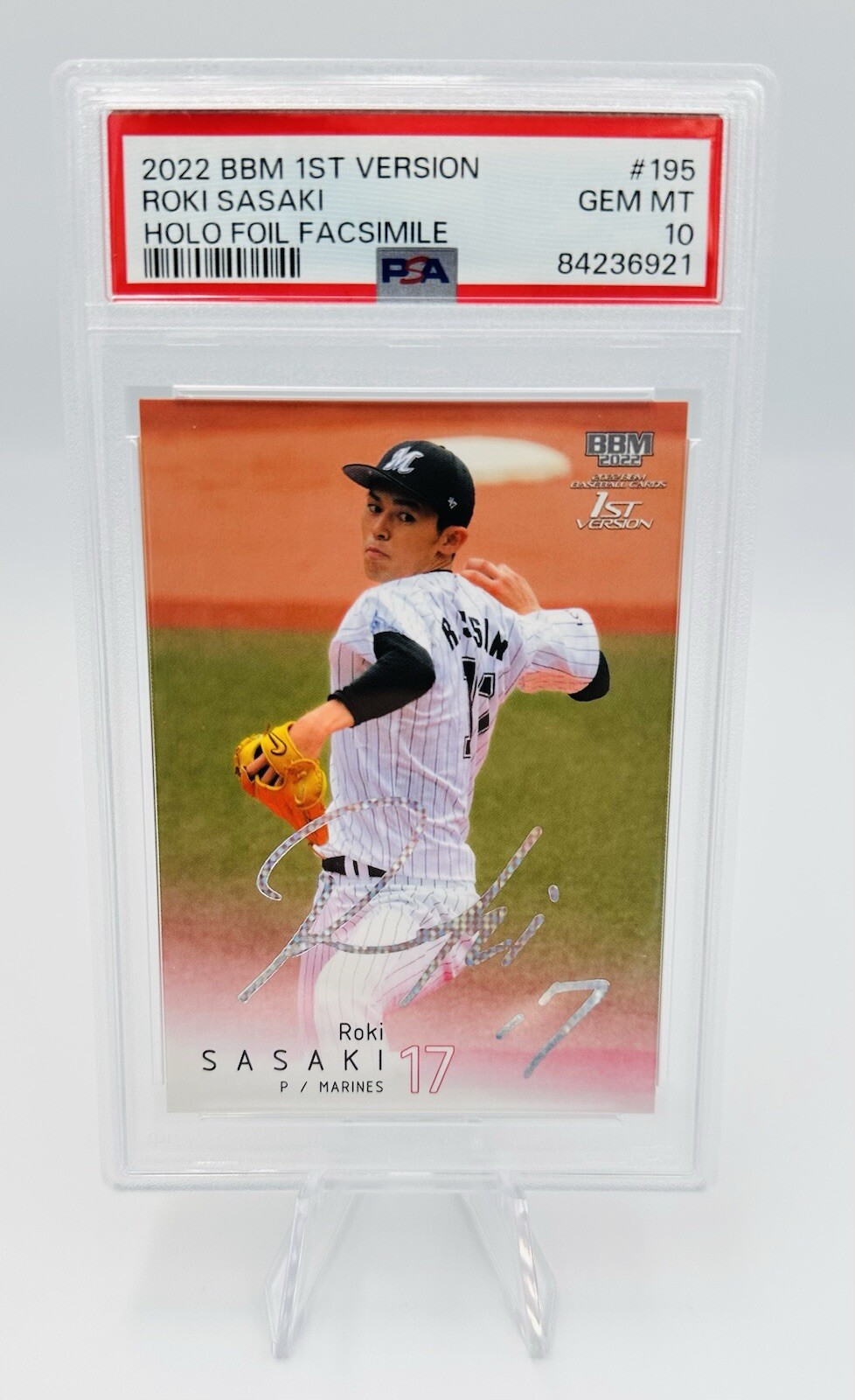 2022 BBM 1st Version Roki Sasaki Holo Foil Facsimile #195 PSA 10